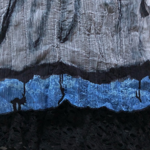 Blue green grey taupe long sleeved Adam Jacobs Women’s Top graffiti design - Picture 9 of 12